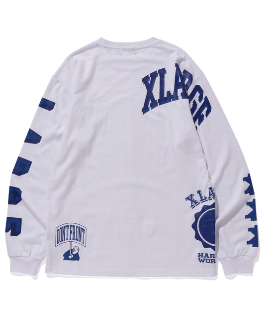 L/S TEE RAMDOM PRINT COLLEGE LOGO T-SHIRT XLARGE