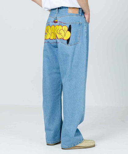 EMBROIDERY GRAFFITI DENIM PANTS