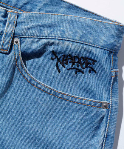 EMBROIDERY GRAFFITI DENIM PANTS