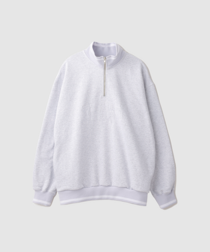 STRIPED RIB HALF ZIP SWEATSHIRT