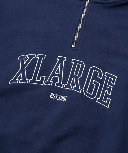 STRIPED RIB HALF ZIP SWEATSHIRT