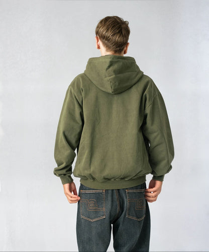 PIGMENT DYED WORK ZIP HOODED SWEATSHIRT