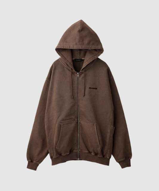 PIGMENT DYED WORK ZIP HOODED SWEATSHIRT