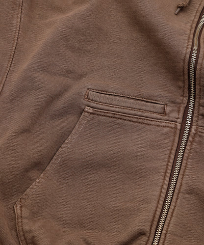 PIGMENT DYED WORK ZIP HOODED SWEATSHIRT