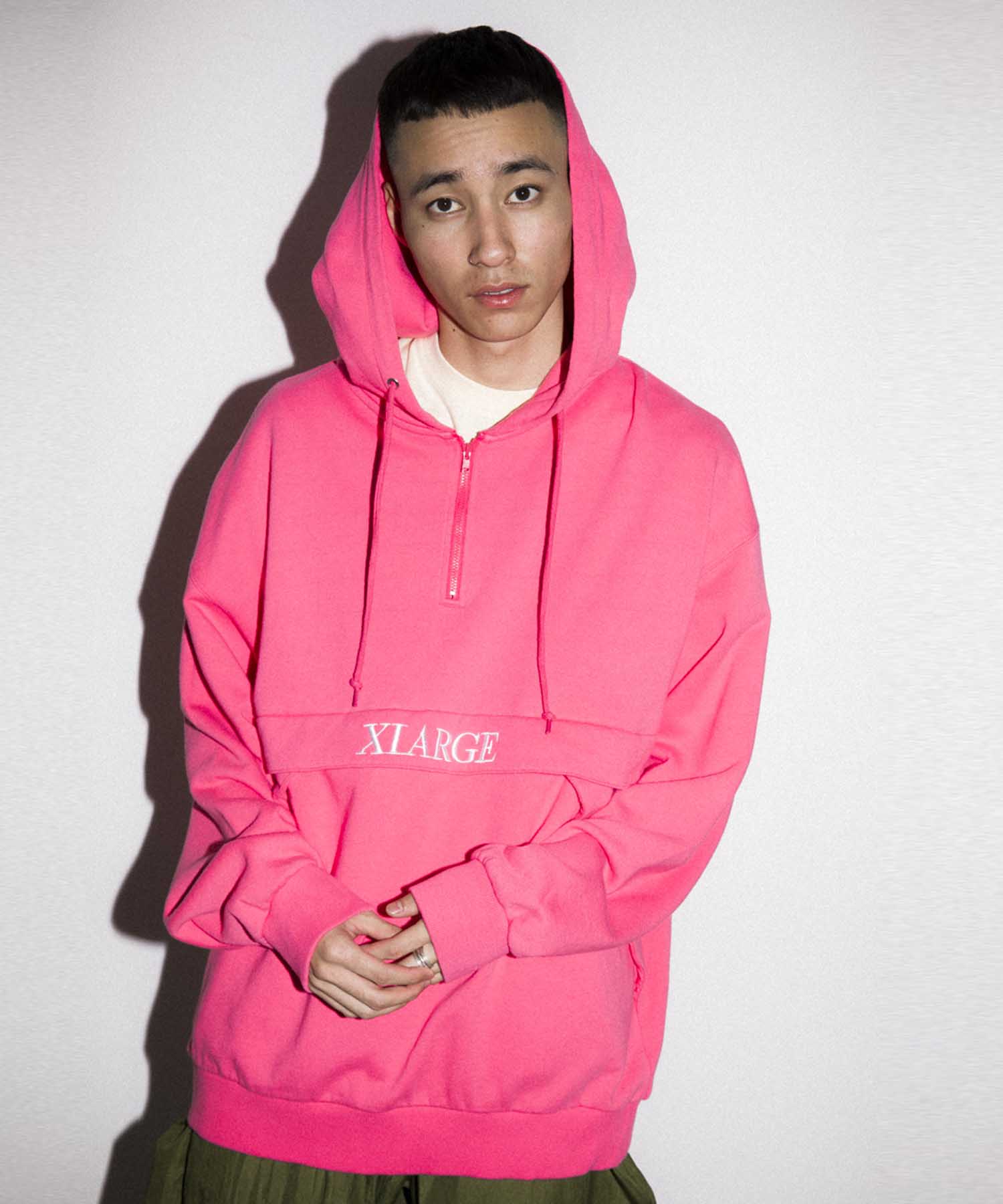 EMBROIDERY LOGO HALF ZIP HOODED SWEAT FLEECE, CREWNECK, HOODIE XLARGE  