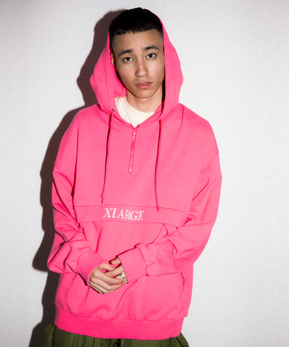 EMBROIDERY LOGO HALF ZIP HOODED SWEAT FLEECE, CREWNECK, HOODIE XLARGE  