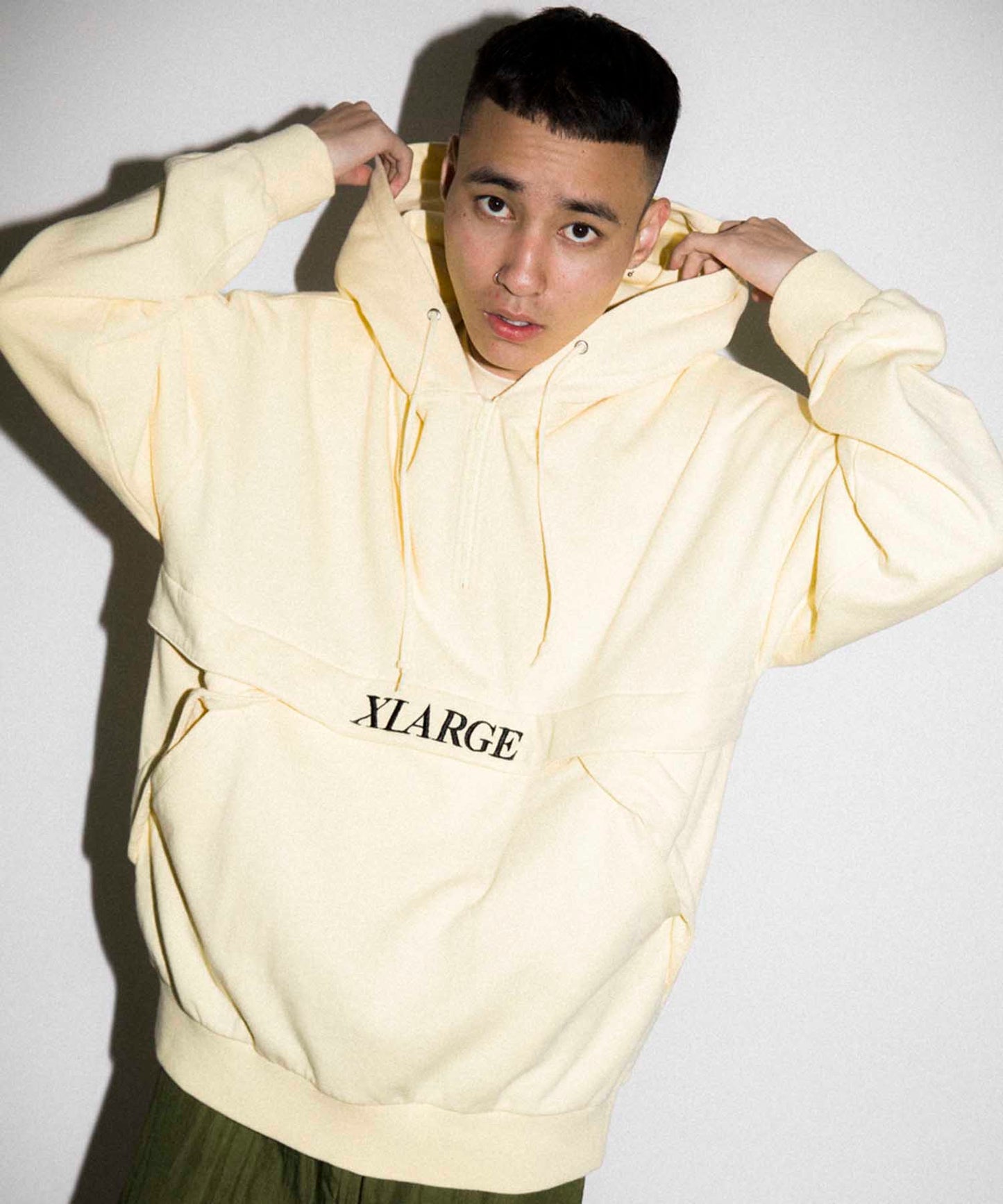 EMBROIDERY LOGO HALF ZIP HOODED SWEAT FLEECE, CREWNECK, HOODIE XLARGE  