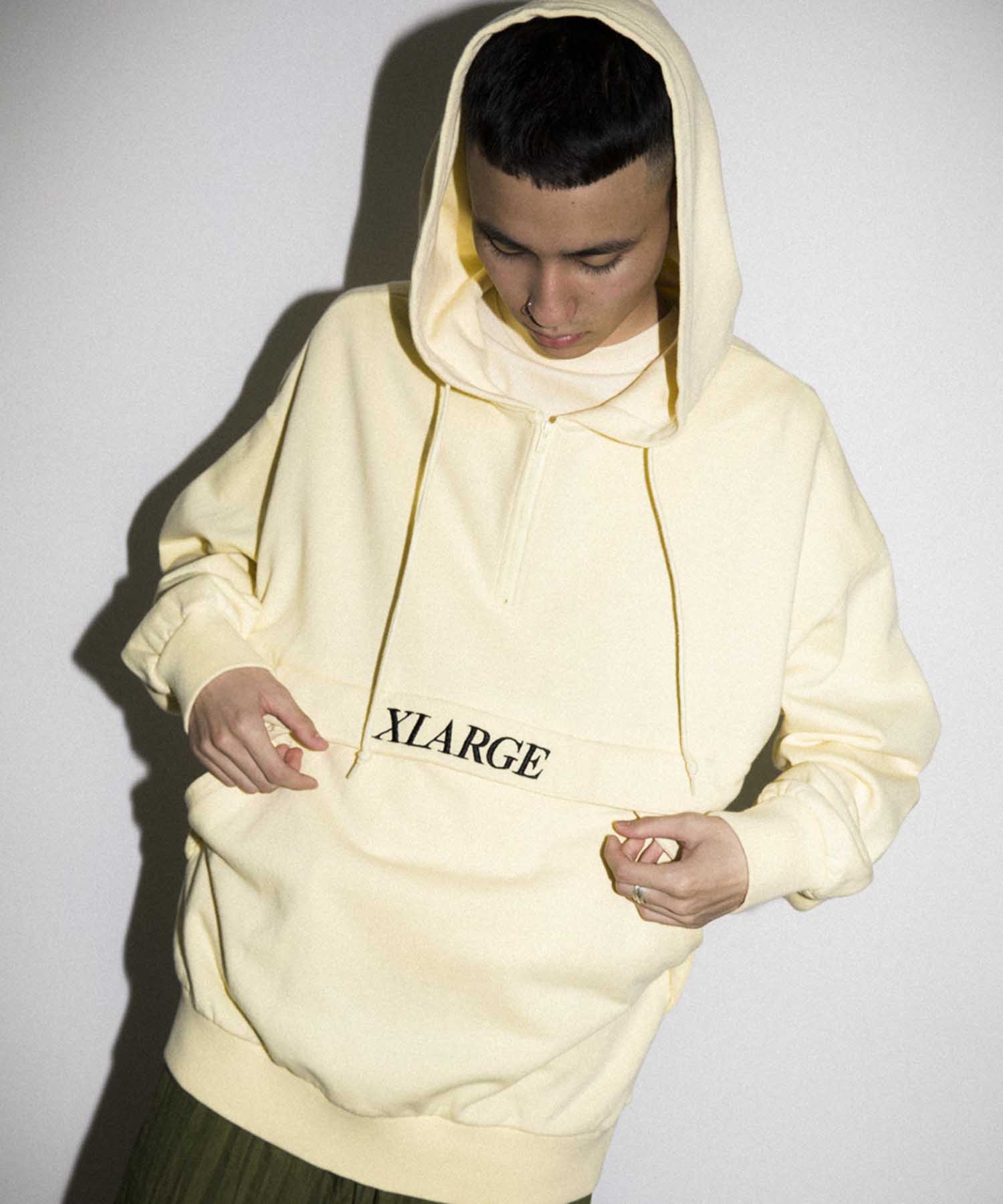 EMBROIDERY LOGO HALF ZIP HOODED SWEAT FLEECE, CREWNECK, HOODIE XLARGE  