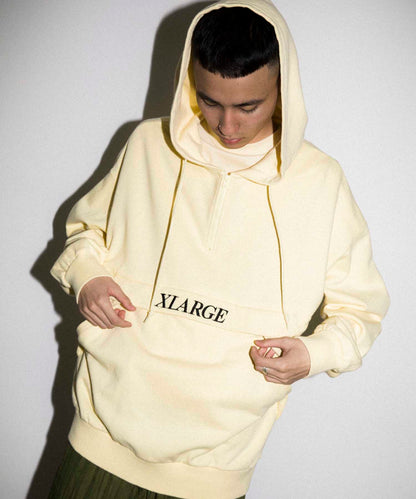 EMBROIDERY LOGO HALF ZIP HOODED SWEAT FLEECE, CREWNECK, HOODIE XLARGE  