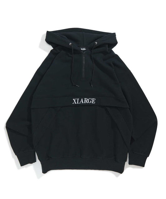 EMBROIDERY LOGO HALF ZIP HOODED SWEAT FLEECE, CREWNECK, HOODIE XLARGE  